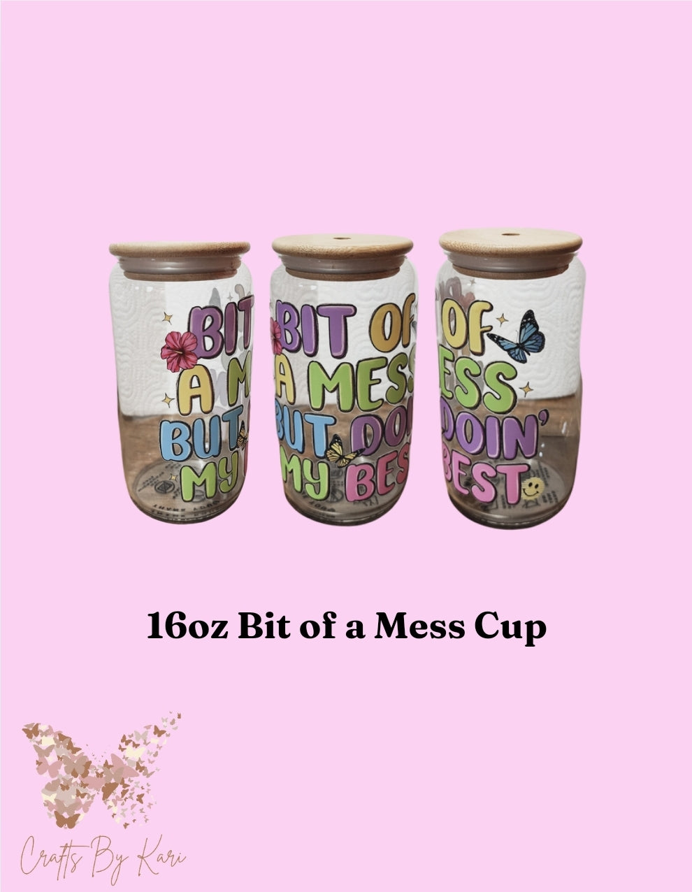 Bit of a Mess 16oz Libbey Glass Cup | Cold Beverages