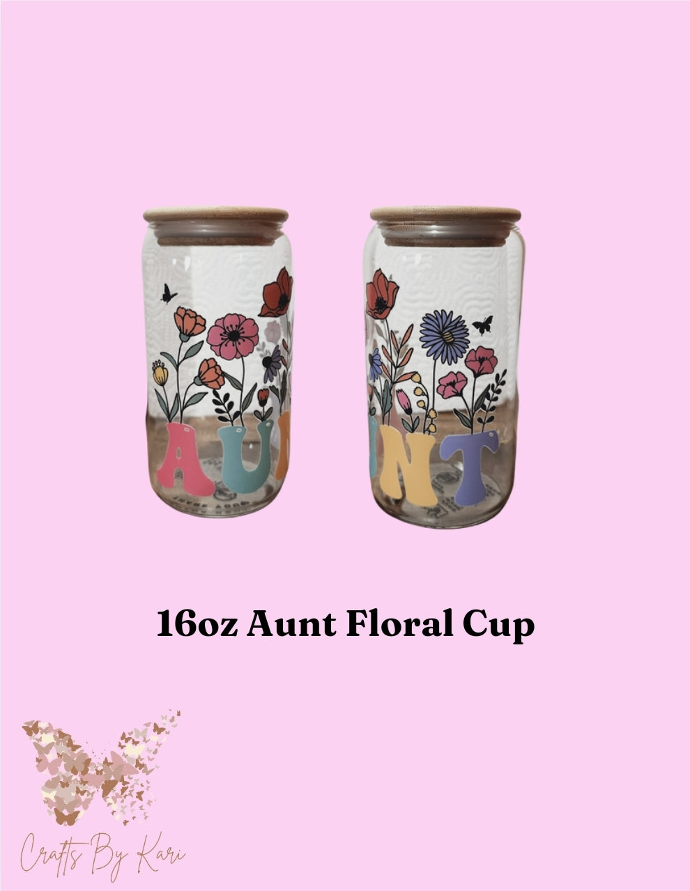 Aunt Floral 16oz Libbey Glass Cup | Cold Beverages