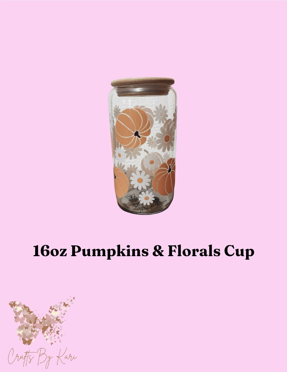 Pumpkins & Florals 16oz Libbey Glass Cup | Cold Beverages