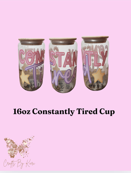 Libbey Glass 16oz Constantly Tired Drinkware