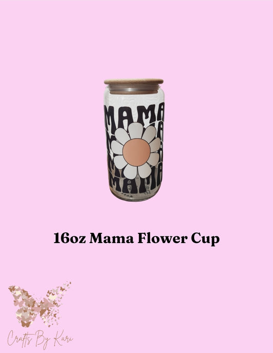 Libbey Glass Cup - 16oz Mama Flower Design