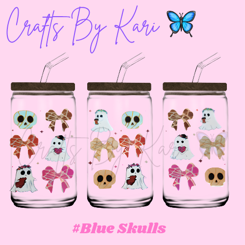 Blue Skulls 16oz Libbey Glass Cup | Cold Beverages