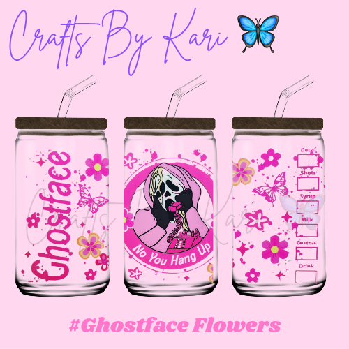Ghostface Flowers 16oz Libbey Glass Cup | Cold Beverages